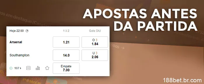 Apostas esportivas antes do jogo na 188Bet